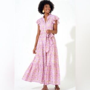 Oliphant Floral Ruffle Collar Maxi Dress WORN ONCE